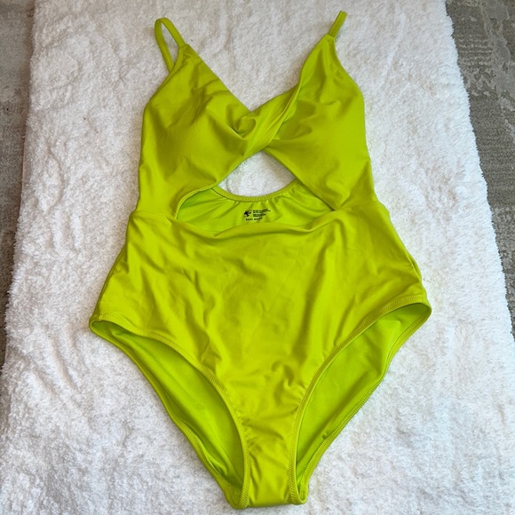 aerie Swim Nwt Aerie Neon One Piece Swimsuit Full Coverage Sz Large